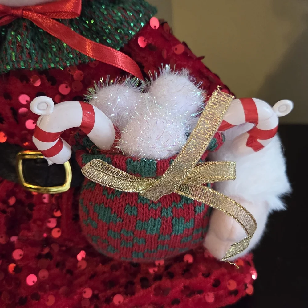 Jolly Girl Elf Plush Shelf Sitter Red Sequin Dress Candy Canes 23